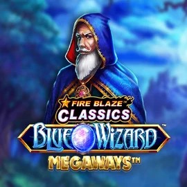 Logo of Fire Blaze Blue Wizard Megaways from Rarestone Gaming at Hercules Casino